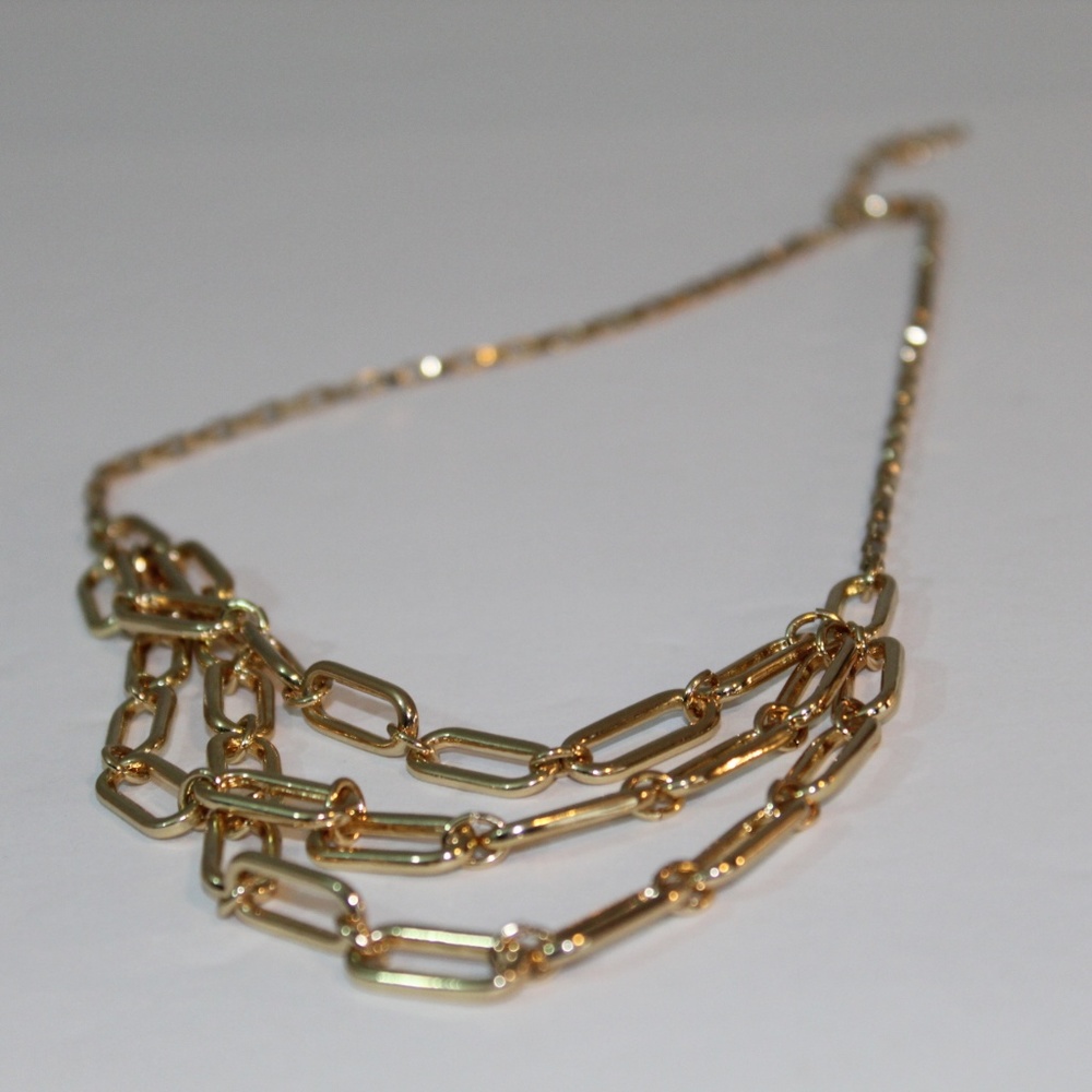 Modern Simple Layered Chain Gold Necklace NWOT NEW